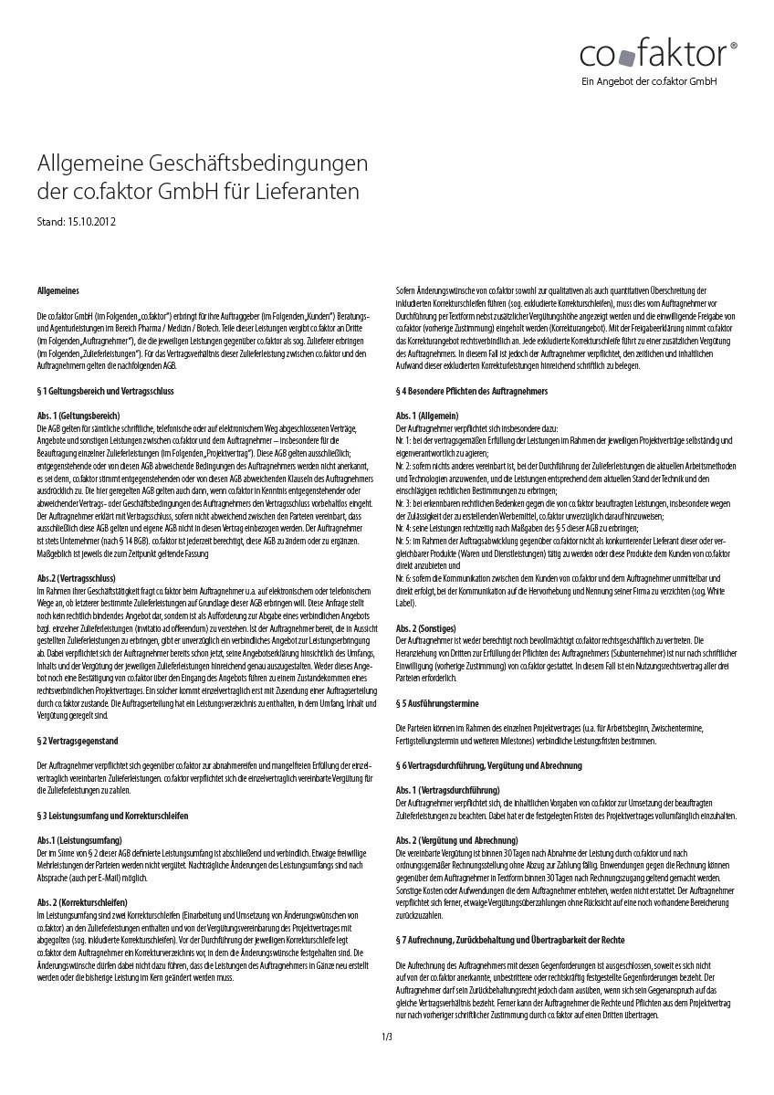 co.faktor AGB Lieferanten